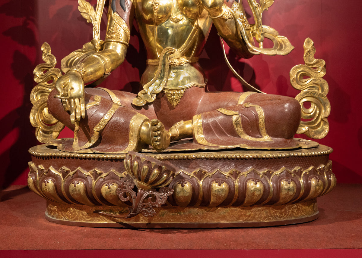 Majestic Copper Sculpture of Green Tara | Goddess of Compassion