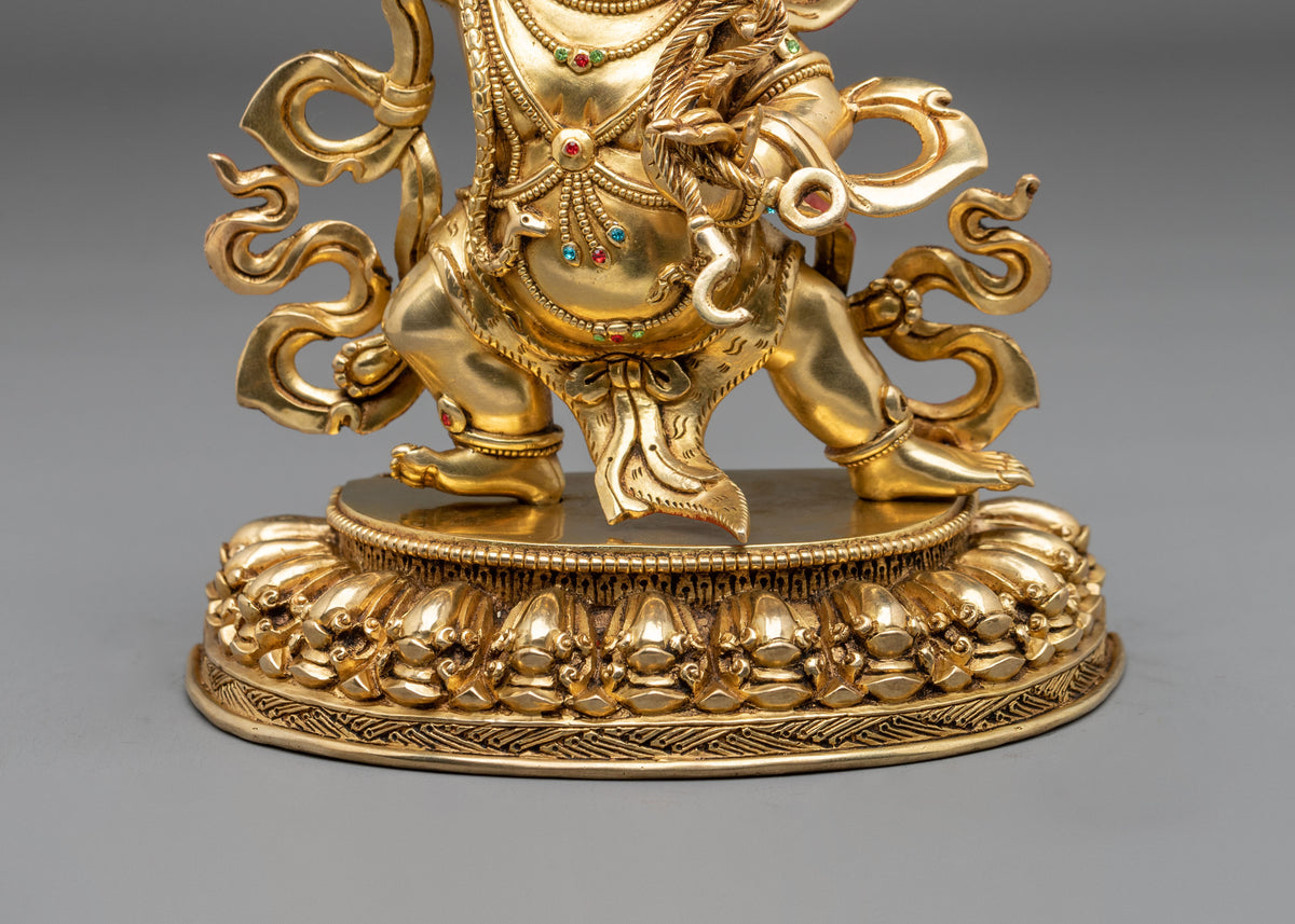 Vajrapani 24K Gold Gilded Sculpture: Wrathful Protector and Holder of the Vajra