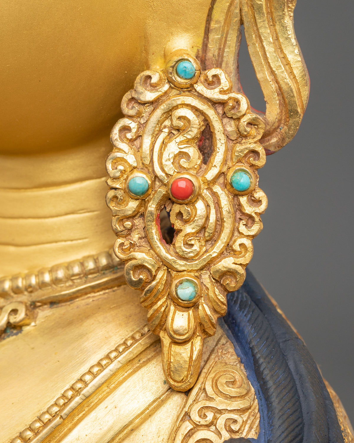 Tibetan Goddess Green Tara Golden Sculpture