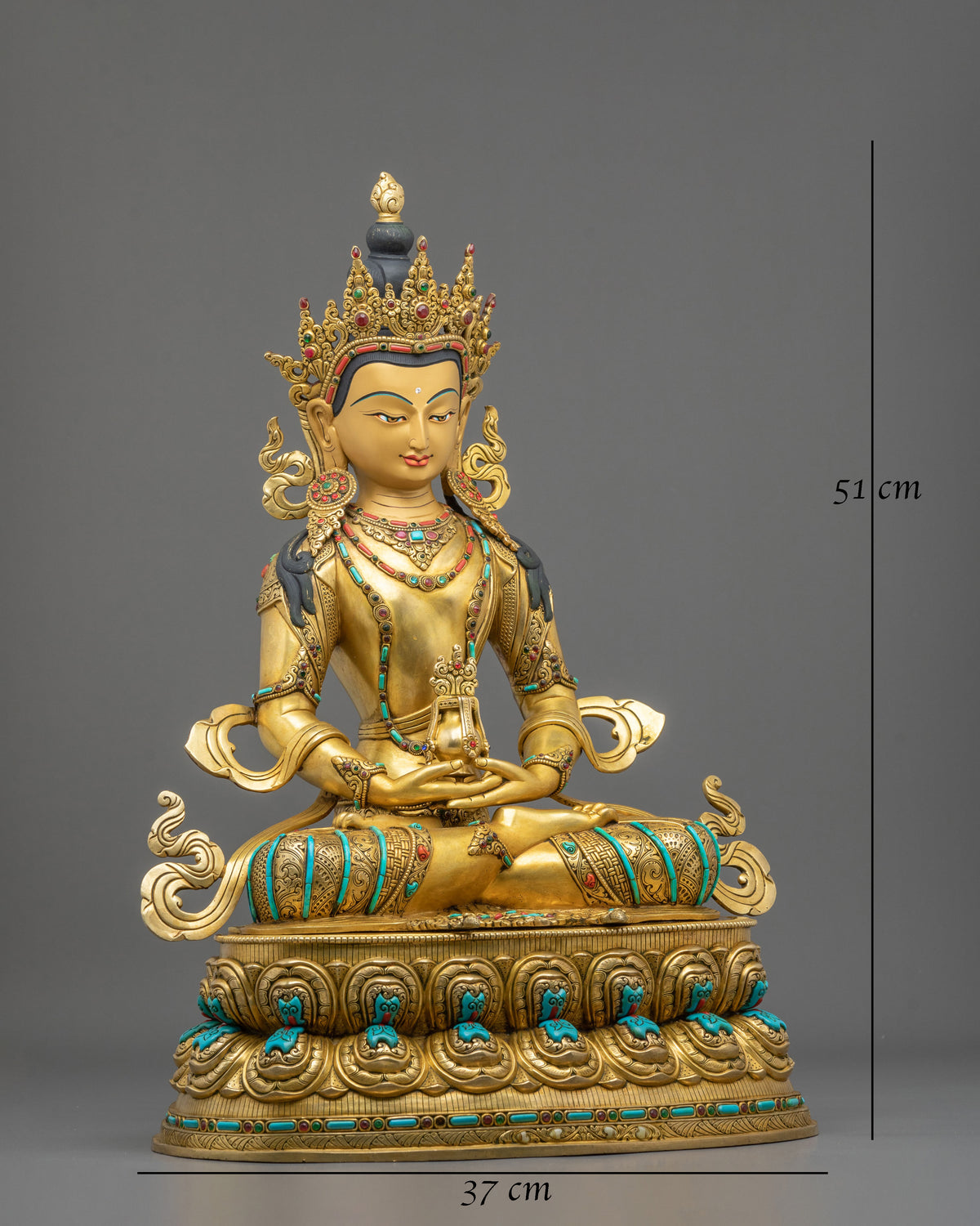 Buddhist Deity Amitayus Copper Figurine | 51cm Handcrafted Statue