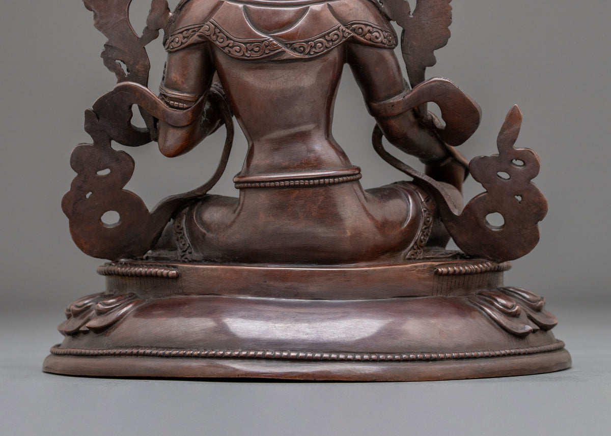 Green Tara Oxidized Figurine for Altar | Buddhist Deity of Compassion