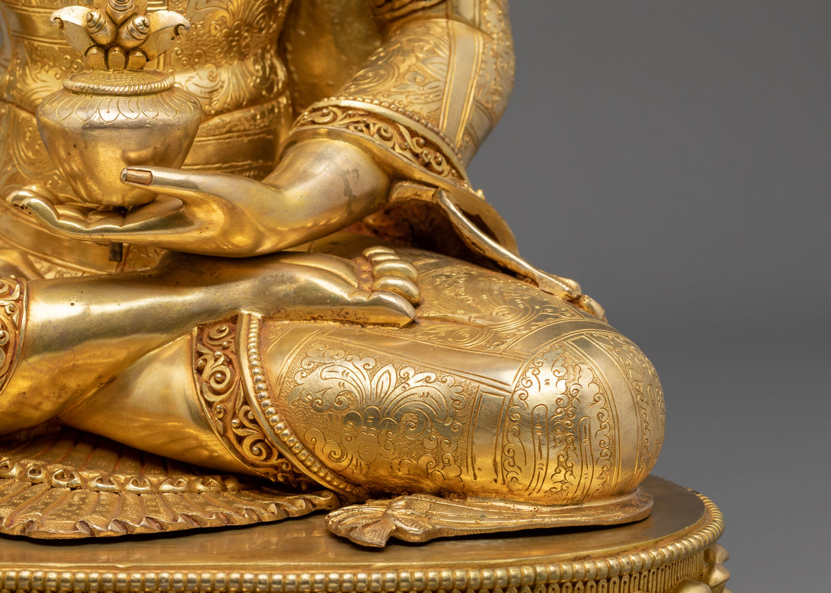 Medicine Buddha: 24K Gold Gilded Copper Statue