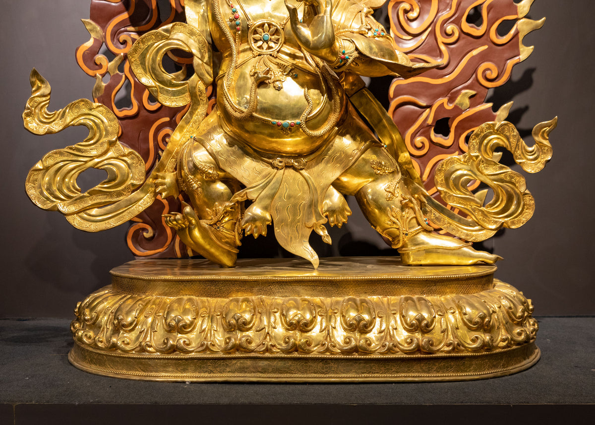 Vajrapani 24K Gold Gilded Sculpture: Guardian of Power