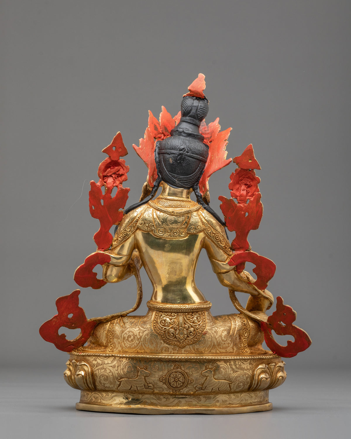 Goddess Green Tara Copper Sculpture | 24K Gold Gilded Buddhist Statue