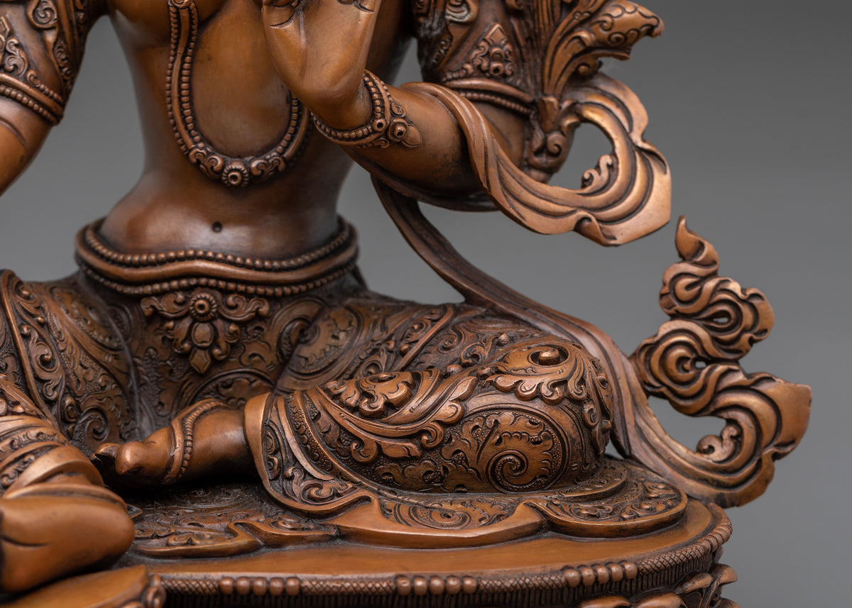 Green Tara Sculpture | Handcrafted Gemstones Adorned Figurine