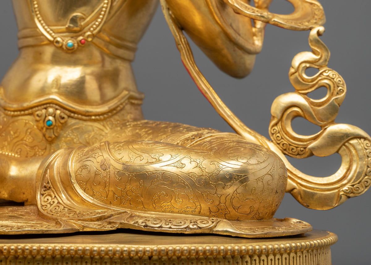 Tibetan Goddess Green Tara Golden Sculpture