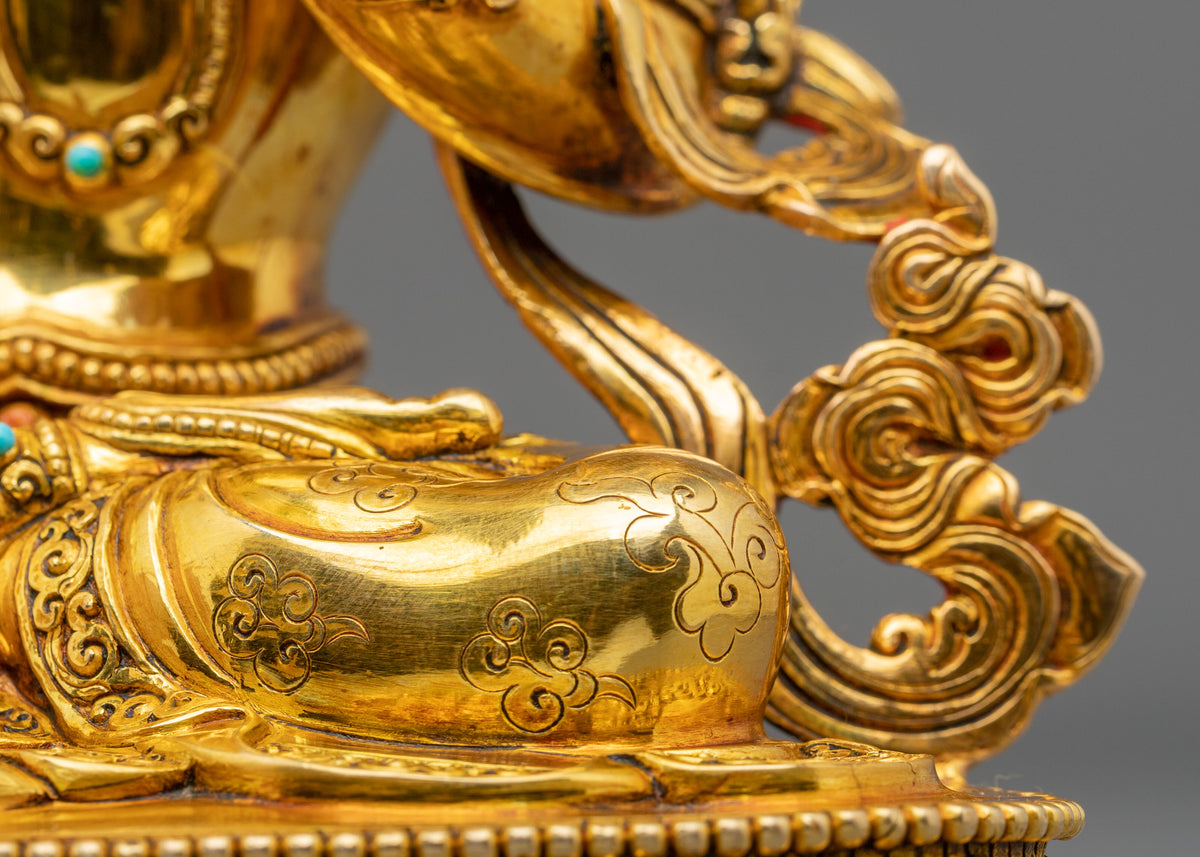 White Tara Goddess of Healing Statue | 24K Gold Gilded Buddhist Sculpture