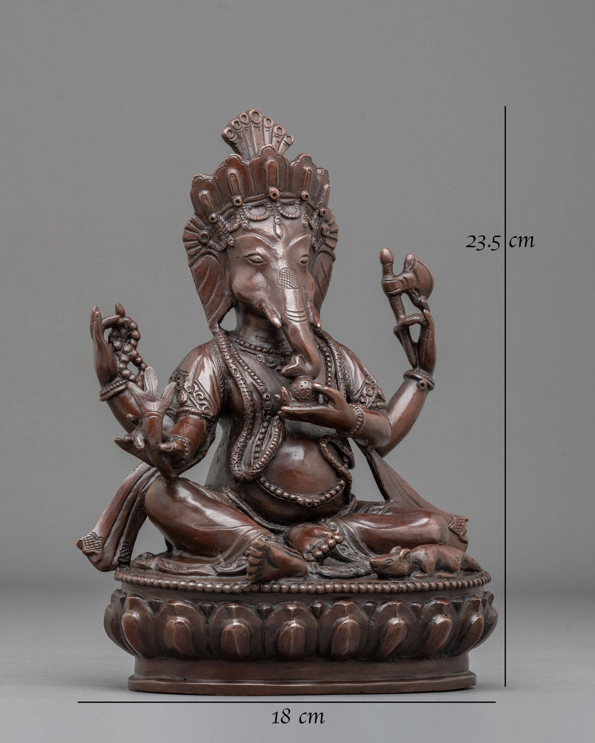 Ganesh Remover of Obstacles Statue | Oxidized Copper Hindu Deity Sculpture