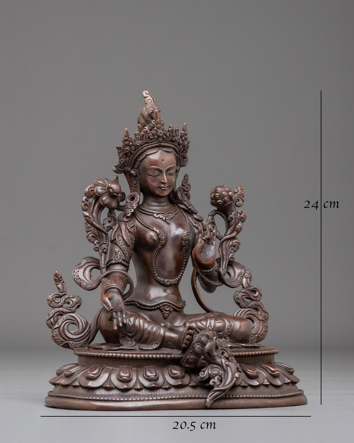 Green Tara Oxidized Figurine for Altar | Buddhist Deity of Compassion