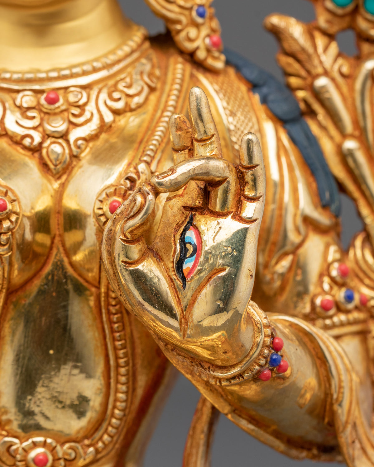 White Tara Gemstones Adorned Sculpture
