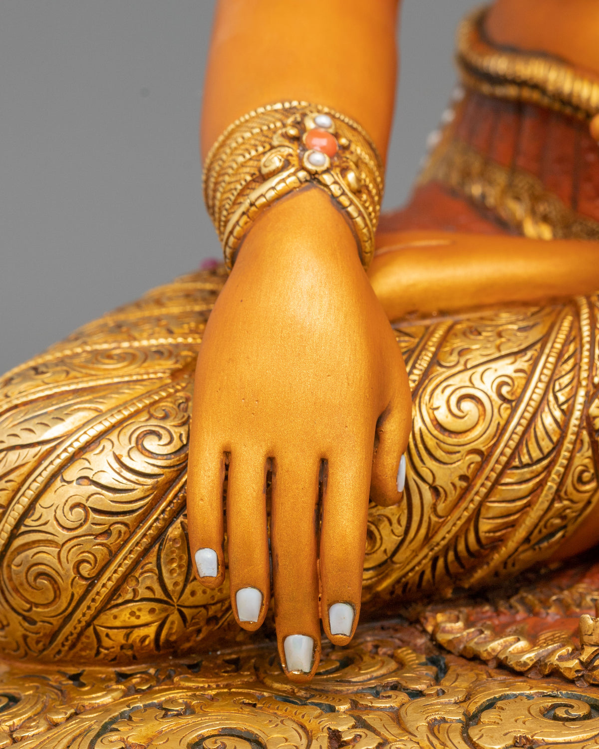 handmade 24k gold glided crown shakyamuni buddha statue