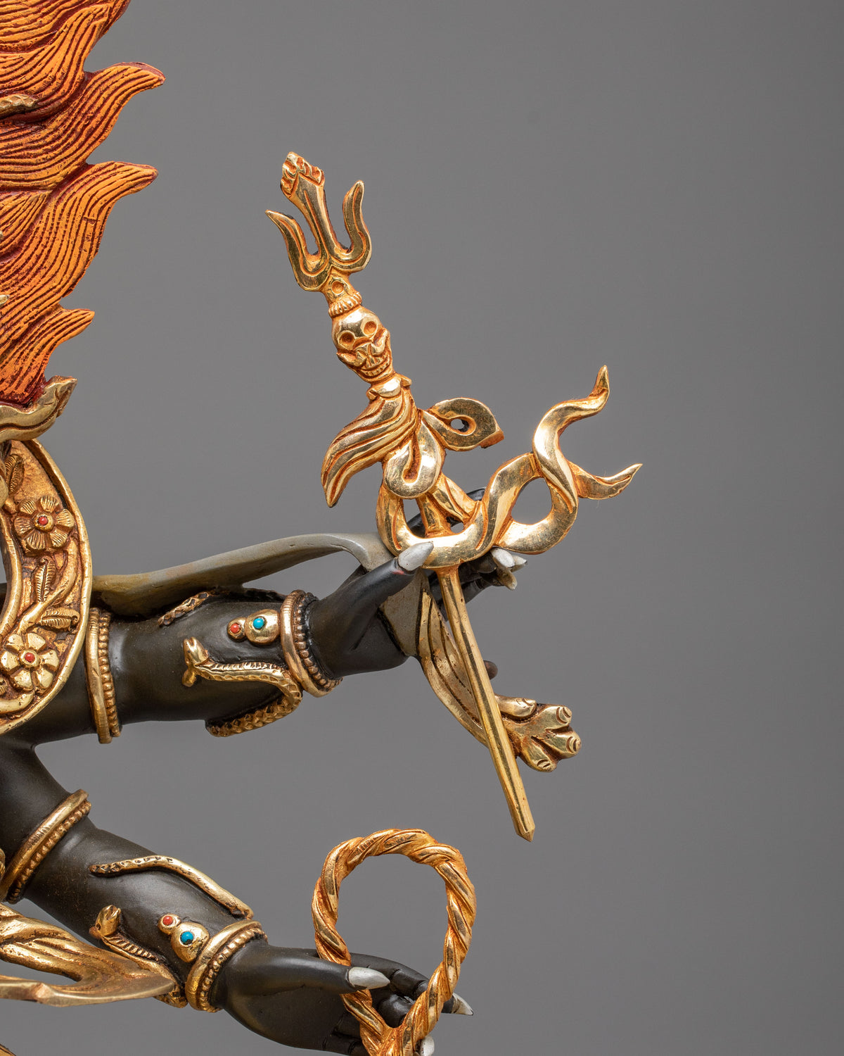Six-Armed Mahakala Wrathful Guardian Statue | Himalayan Buddhist Shrine Art