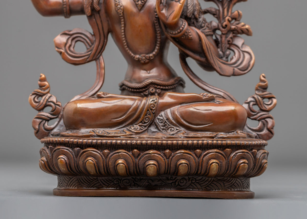 Manjushri Sacred Statue | Oxidized Copper Bodhisattva of Wisdom