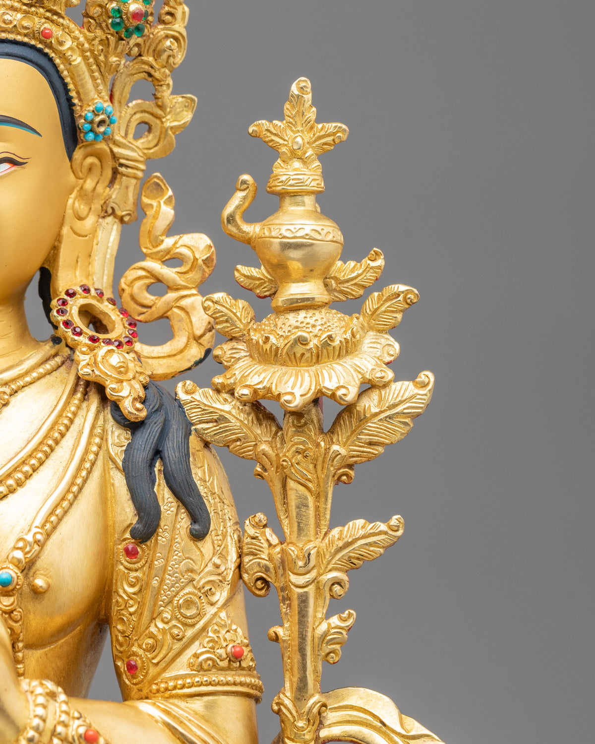 Buddhist Prayer Maitreya Buddha Statue | 24K Gold Gilded Future Buddha Sculpture