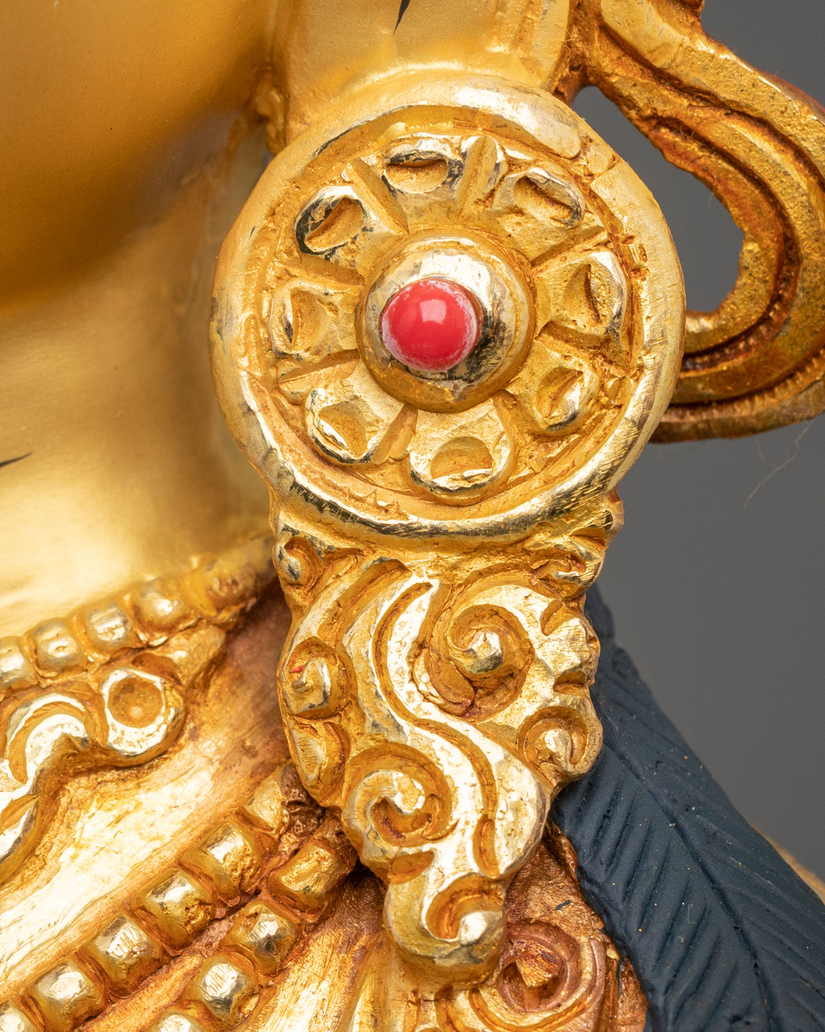 Green Tara 24K Gold Coated Goddess Statue: Deity of Compassion and Liberation