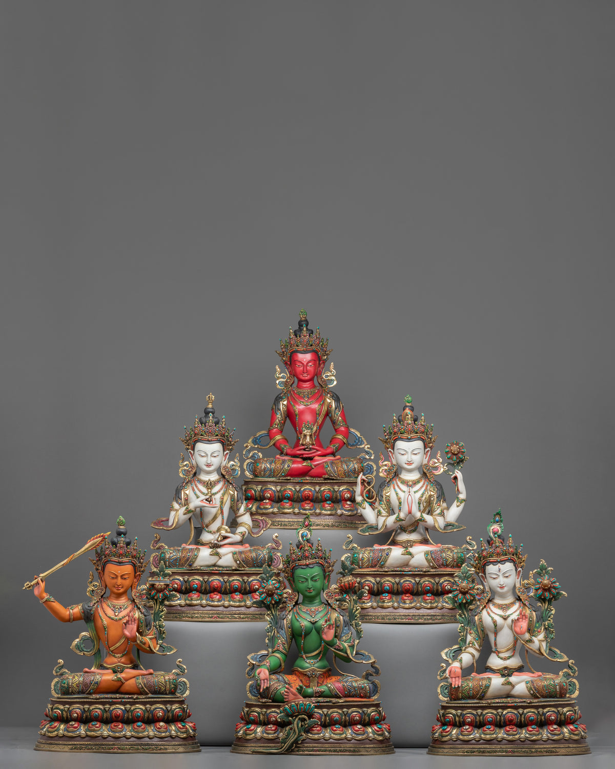 Six Bodhisattva Handmade Statue Set | Himalayan Sacred Art