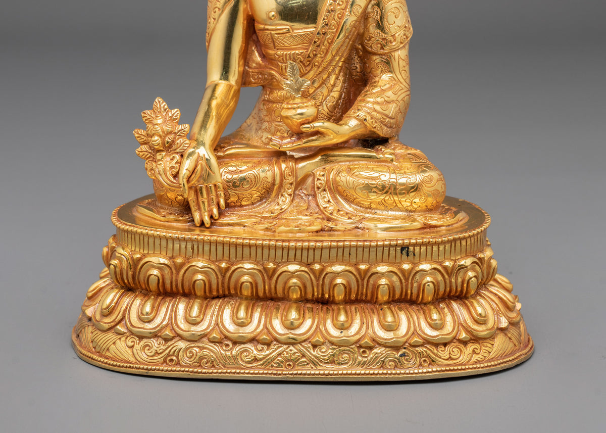 Medicine Buddha 24K Gold Gilded Statue of Healing