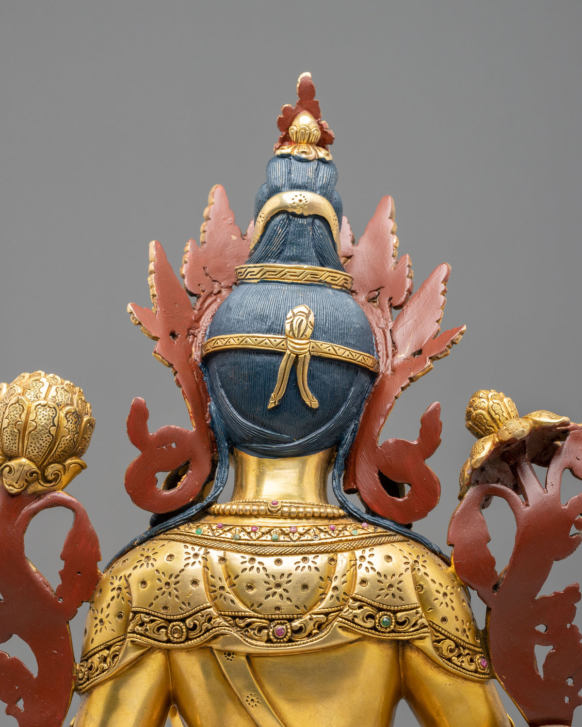 Gemstones Adorned Green Tara Sculpture | Home Decor