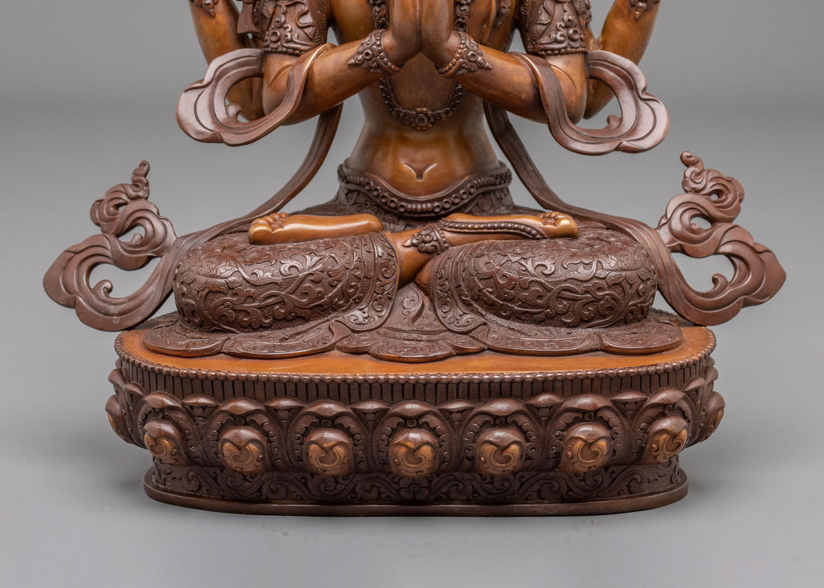 Chenrezig Four Arms Mercy Statue | Buddhist Sculpture of Great Compassion
