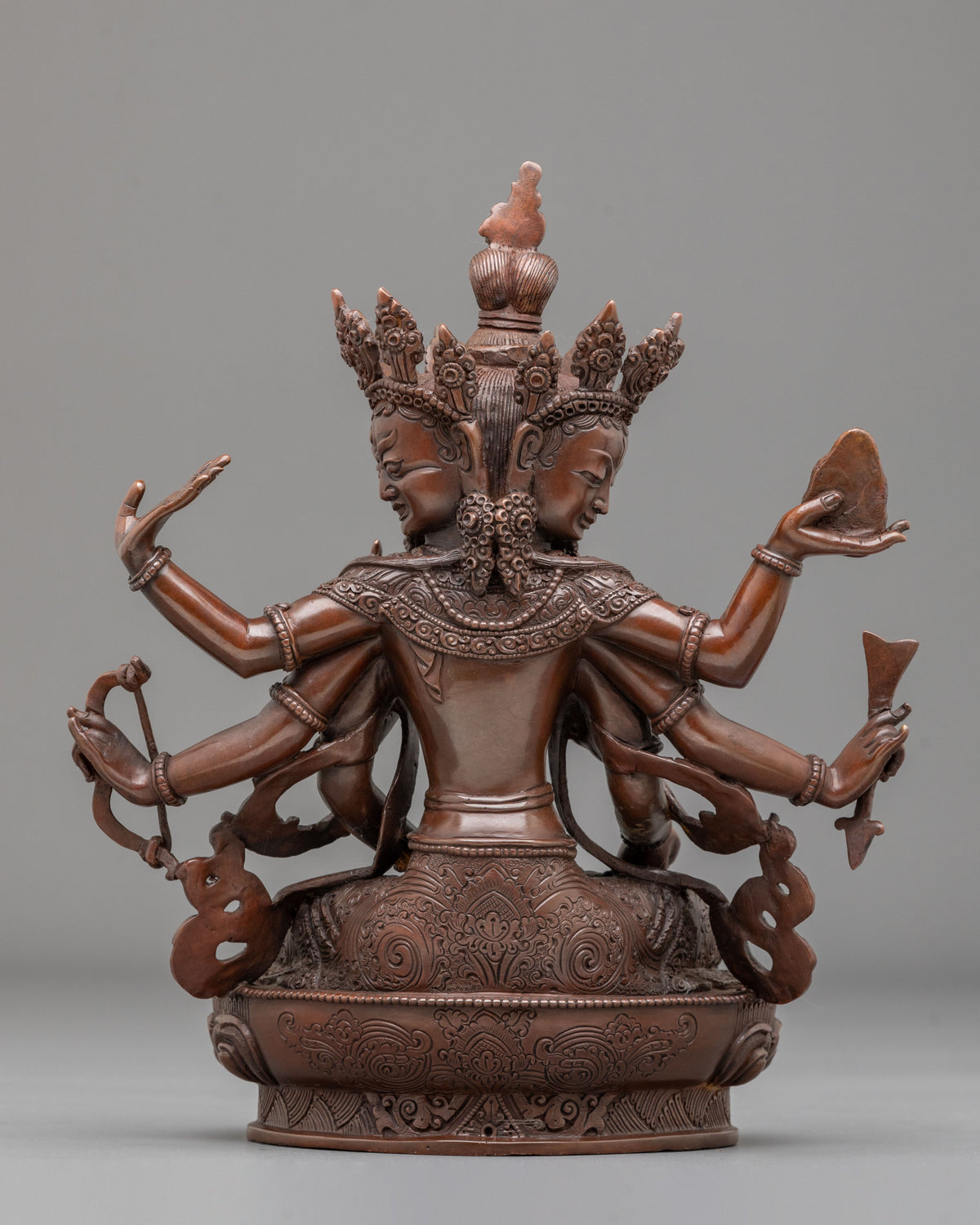 Namgyalma Three Faced Goddess Statue | Oxidized Copper Buddhist Sculpture