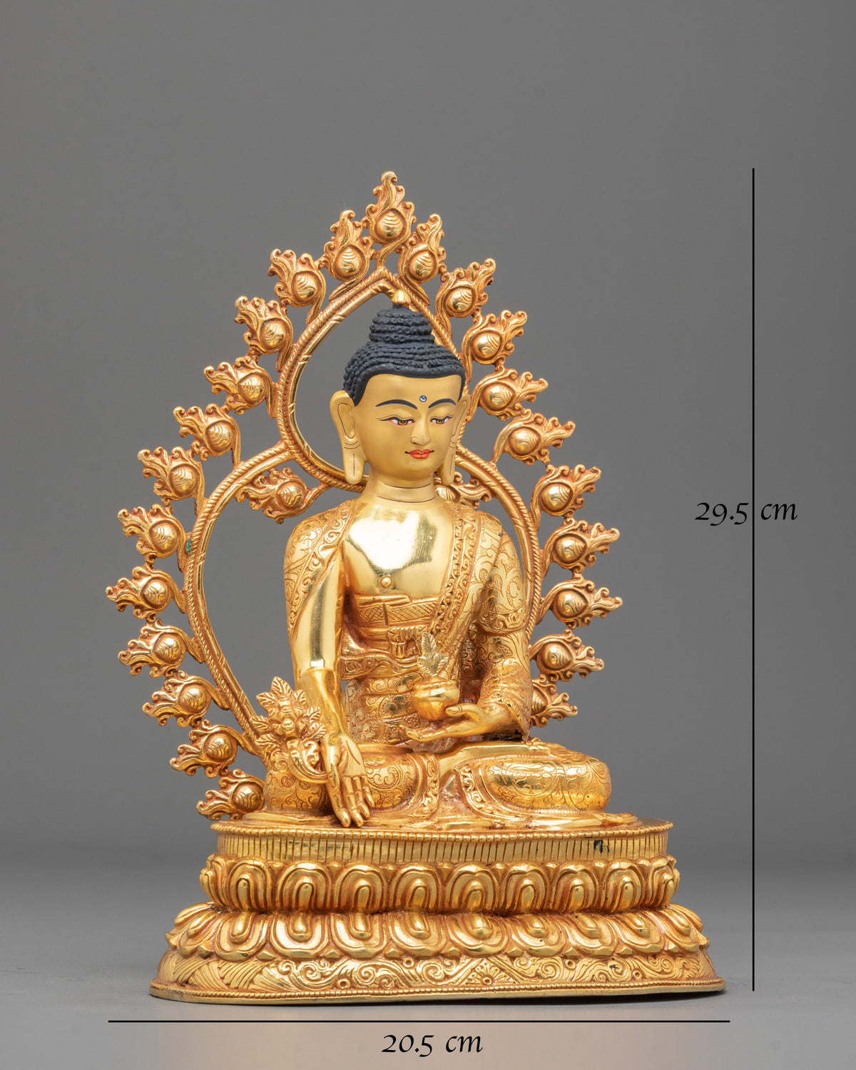 Medicine Buddha 24K Gold Gilded Statue of Healing