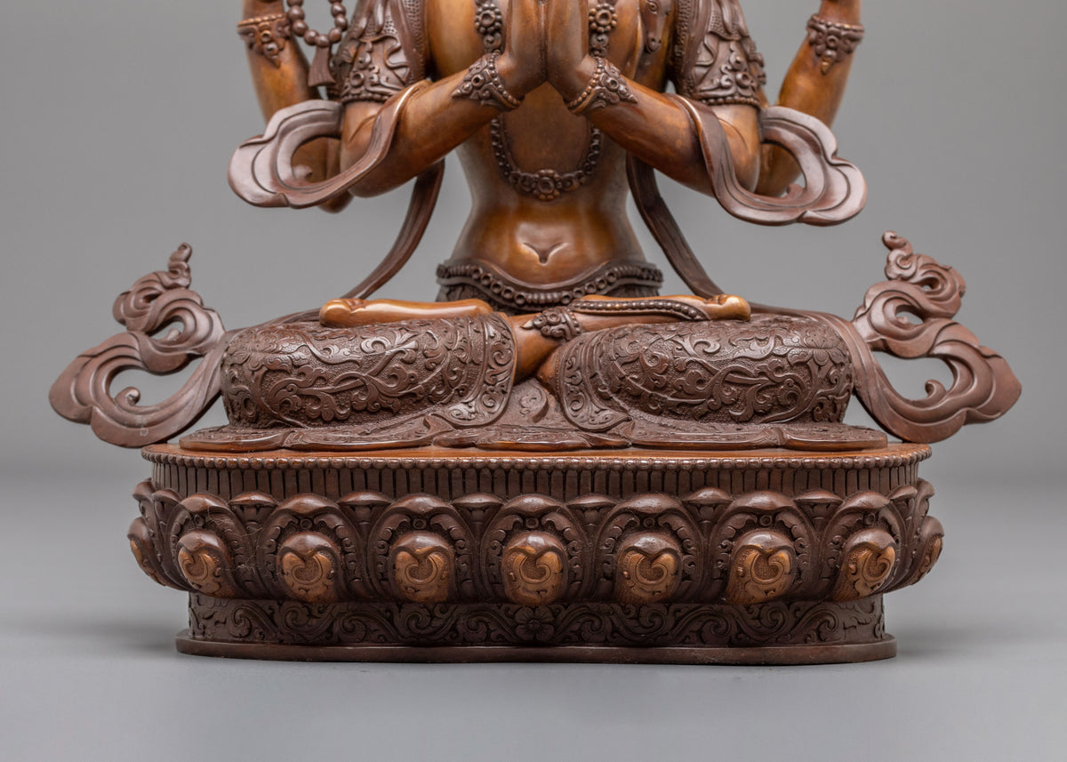 Chenrezig Four Arms Mercy Statue | Buddhist Sculpture of Great Compassion