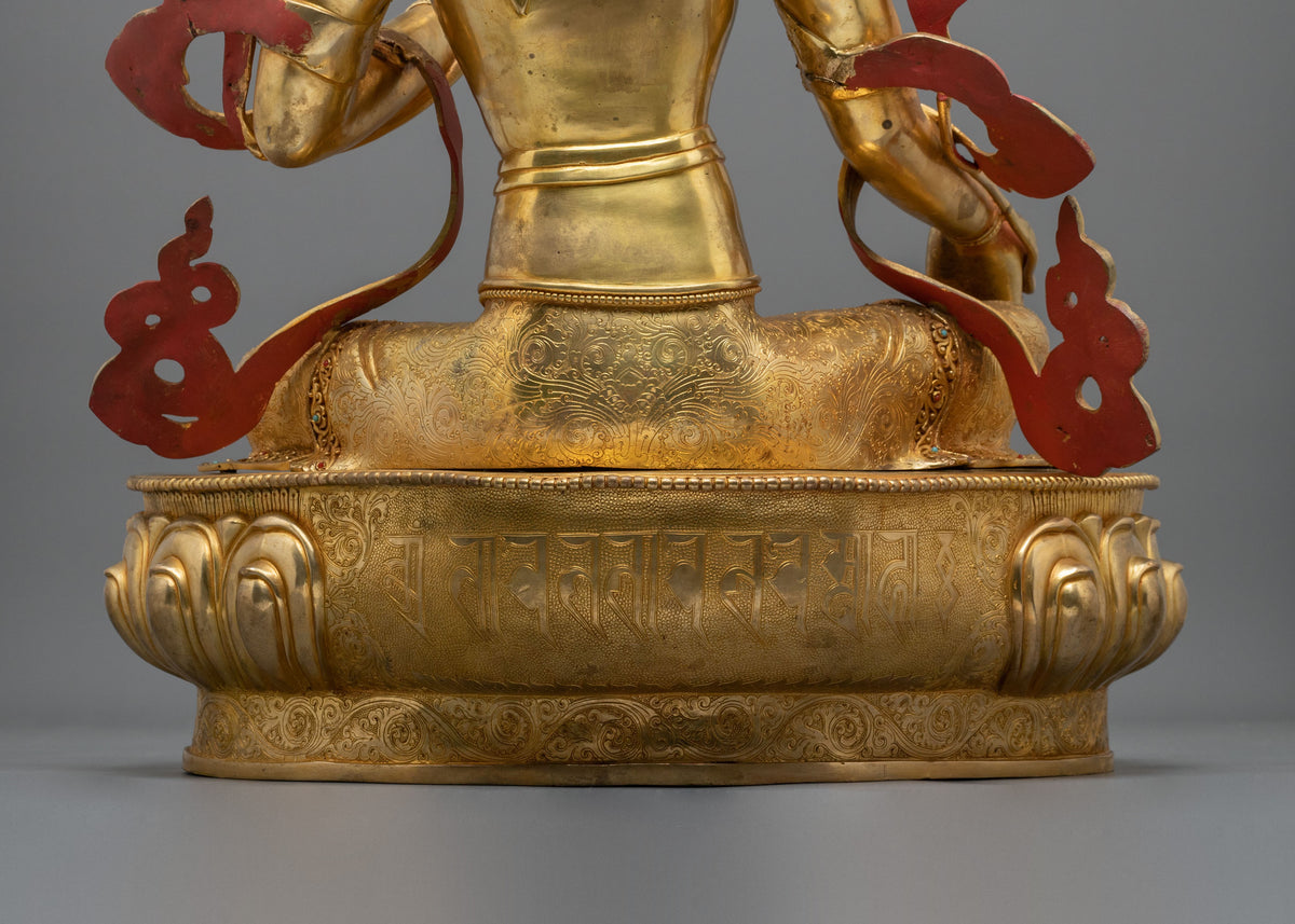 Green Tara 24K Fire Gold Gliding Statue | Buddhist Home Decoration