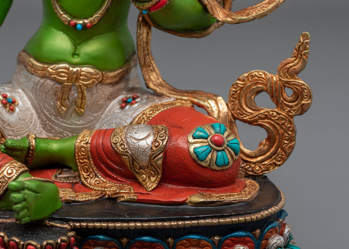 Green Tara Lotus of Liberation Statue | Gold Painted Buddhist Sculpture