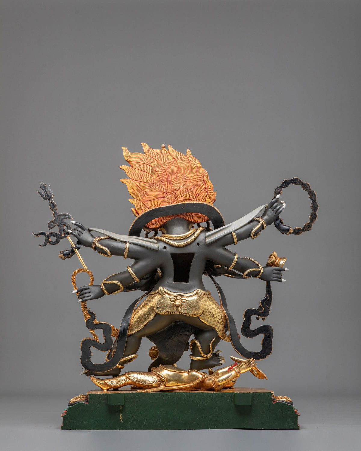 Six-Armed Mahakala Wrathful Guardian Statue | Himalayan Buddhist Shrine Art