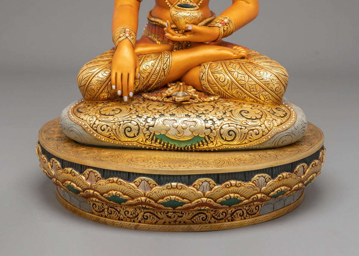 handmade 24k gold glided crown shakyamuni buddha statue