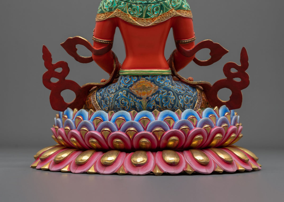 Amitayus Statue: 24K Gold Gilded Handmade Sculpture