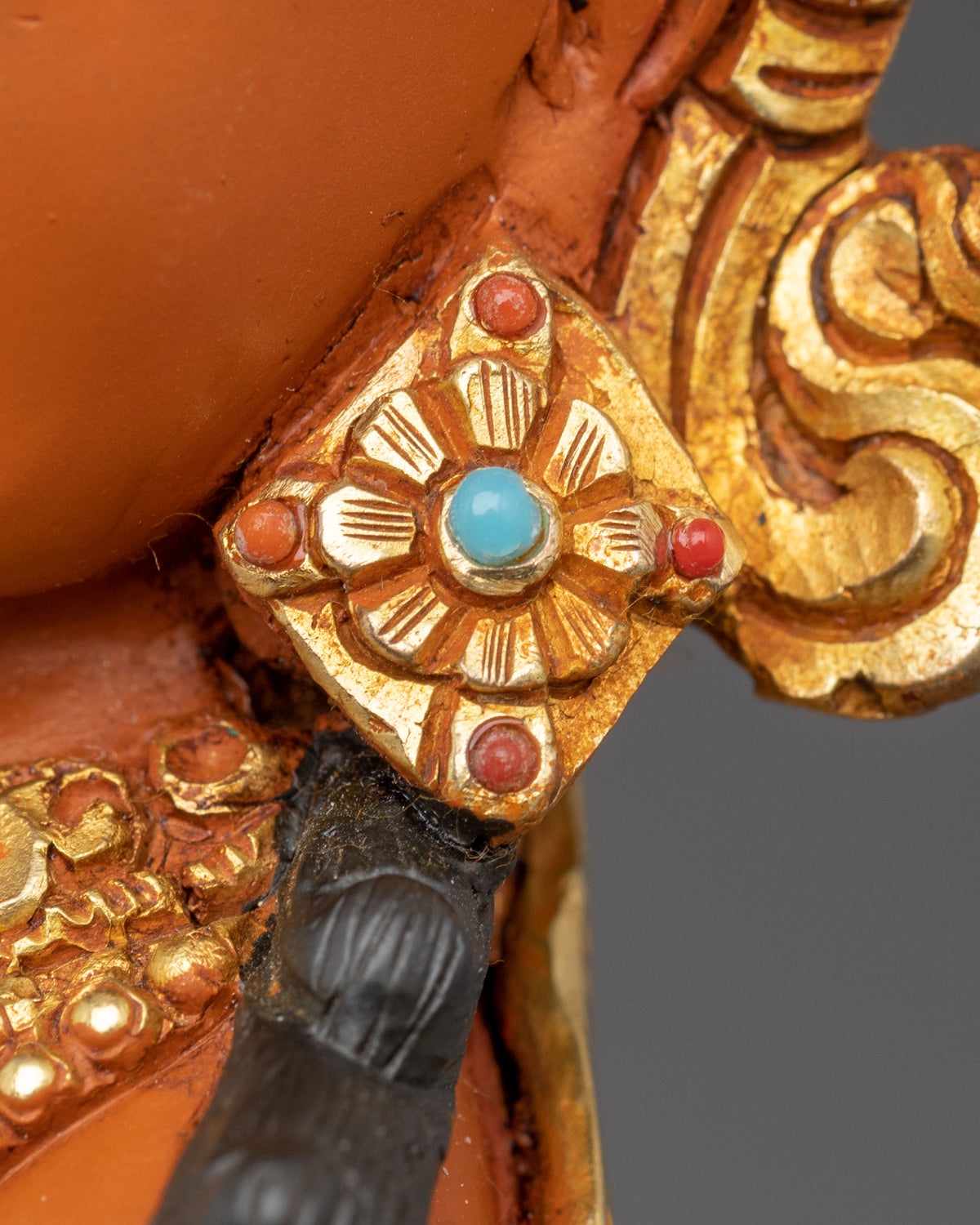 Manjushri Hand Carved Sacred Sculpture with 24K Gold Gilding
