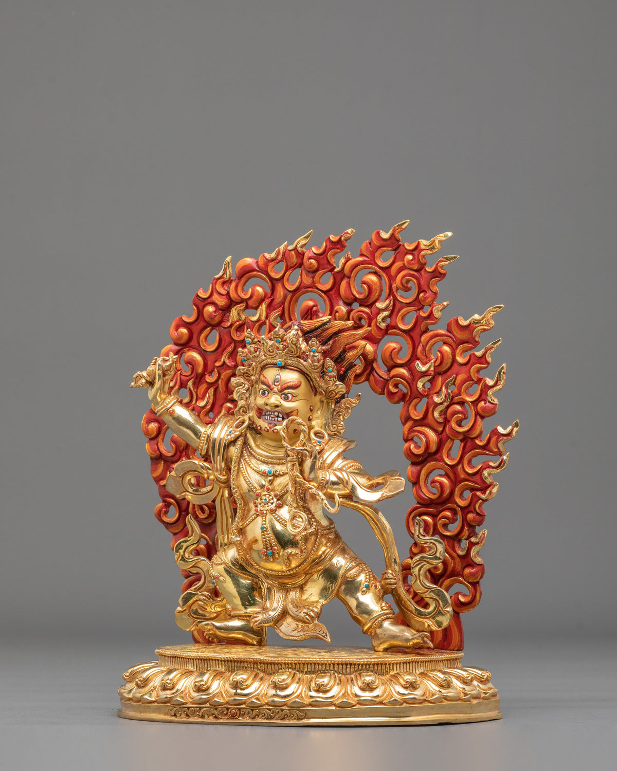 Vajrapani Force of Awakening Sculpture | 24K Gold Gilded Buddhist Protector
