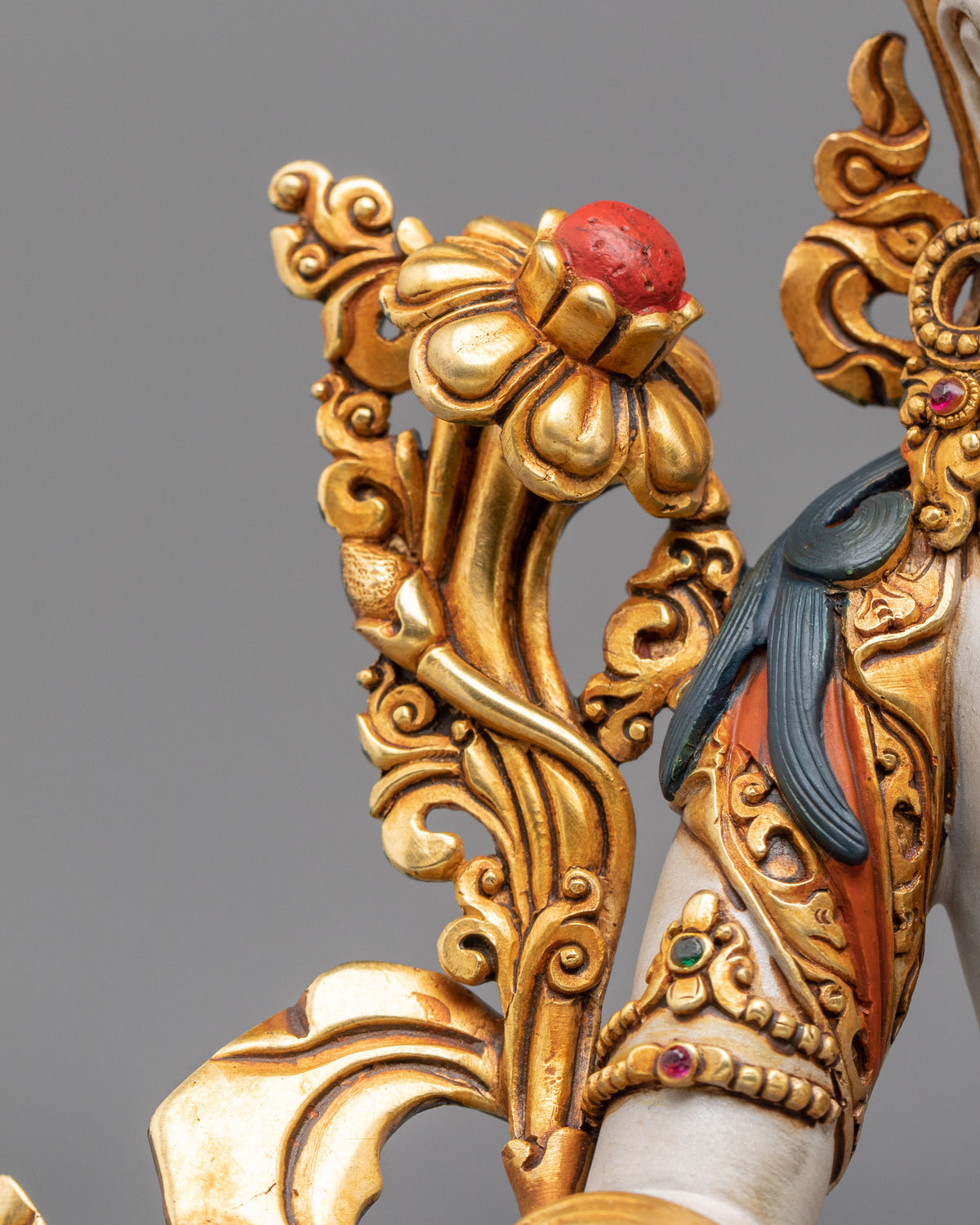 White Tara Copper Figurine: Deity of long life & Healing