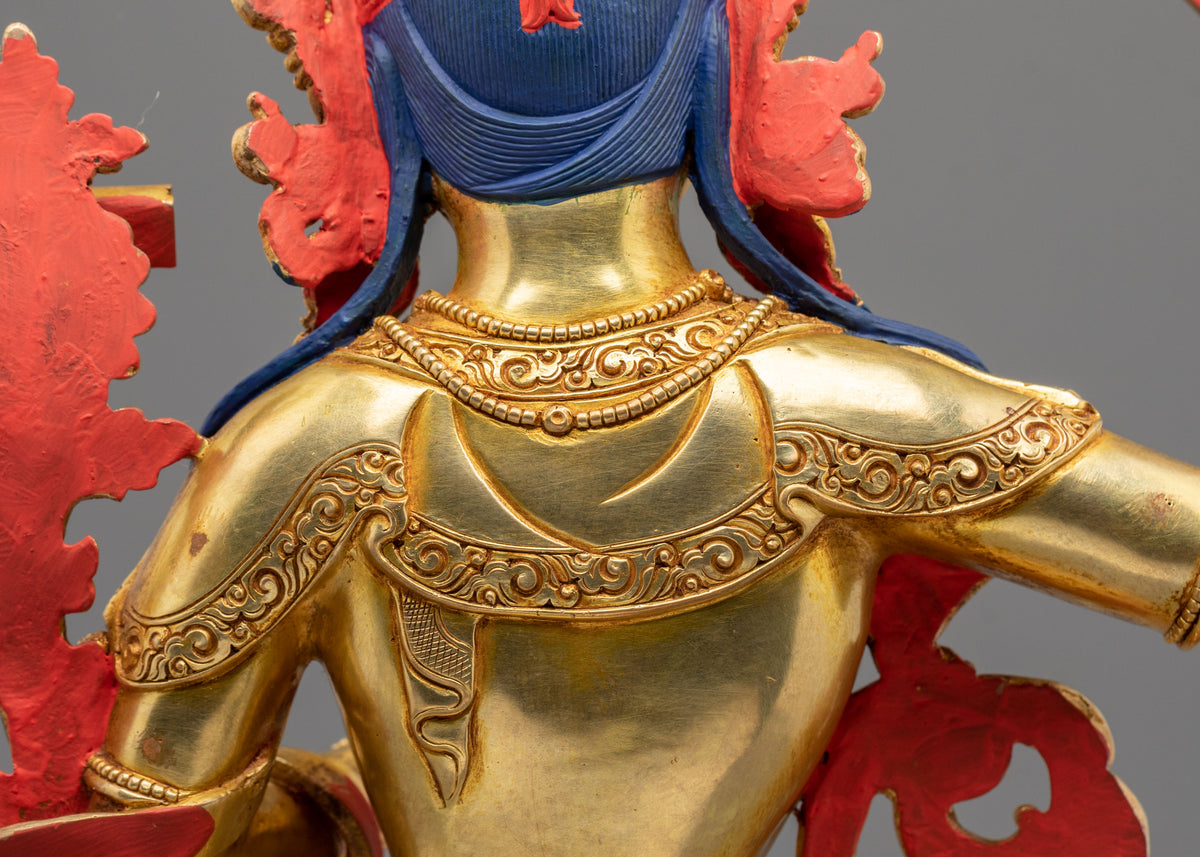 Manjushri Buddhist Wisdom Statue | 24K Gold Gilded Sculpture