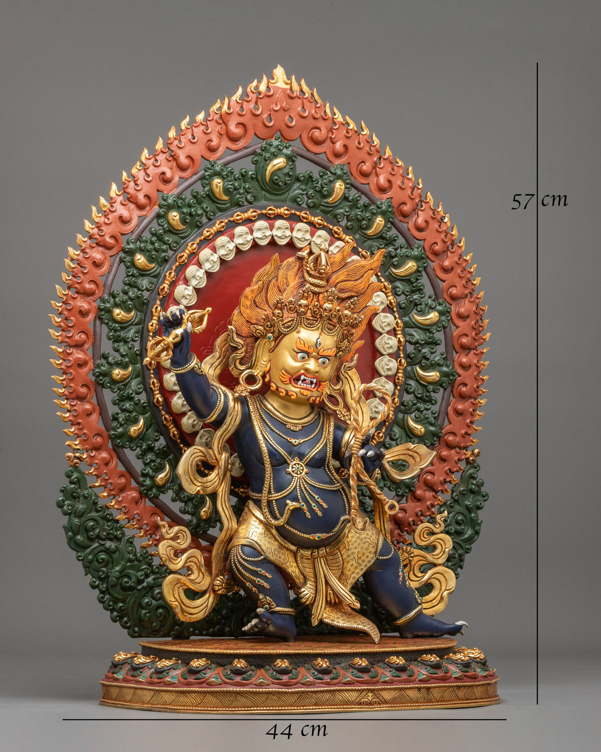 Vajrapani Wrathful Bodhisattva Sculpture | 24K Gold Gilded Buddhist Protector Statue