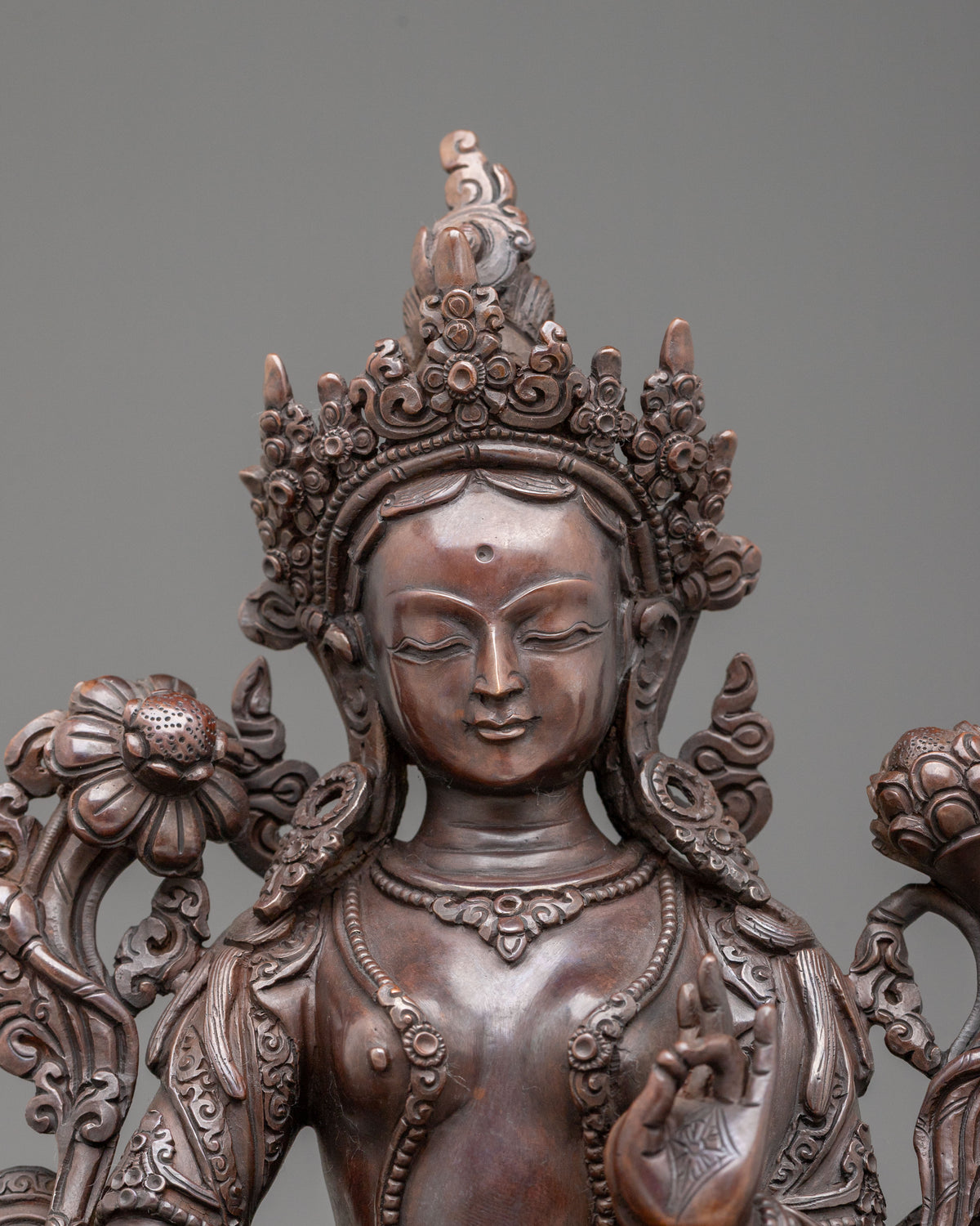 Green Tara Oxidized Figurine for Altar | Buddhist Deity of Compassion