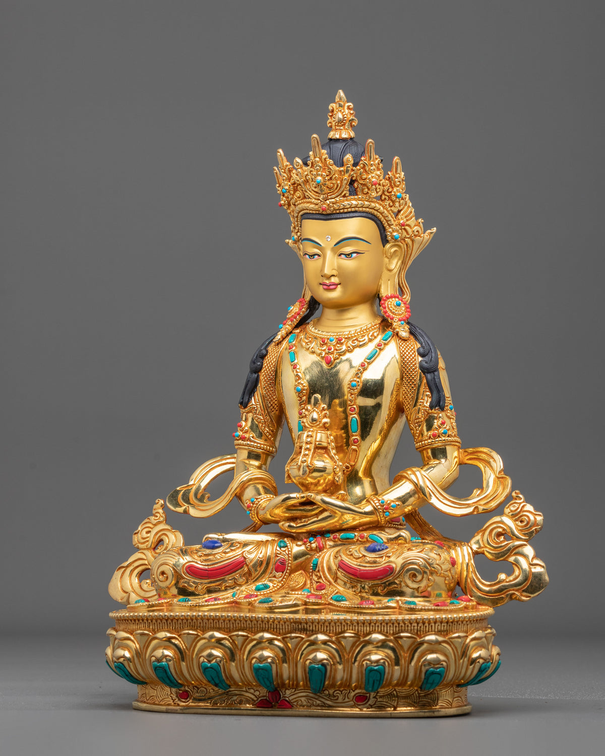 Amitayus Vajrayana Buddhist Statue | Sacred Sculpture for Altar and Meditation Practice