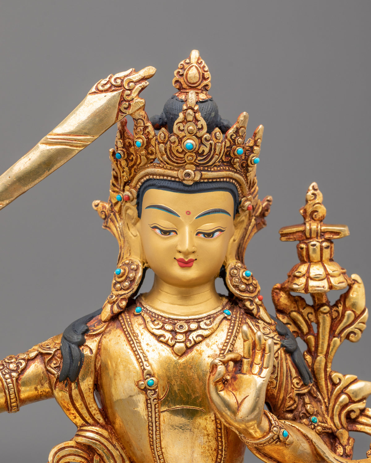 Divine Manjushri Hand Carved Sculpture | Bodhisattva of Supreme Wisdom
