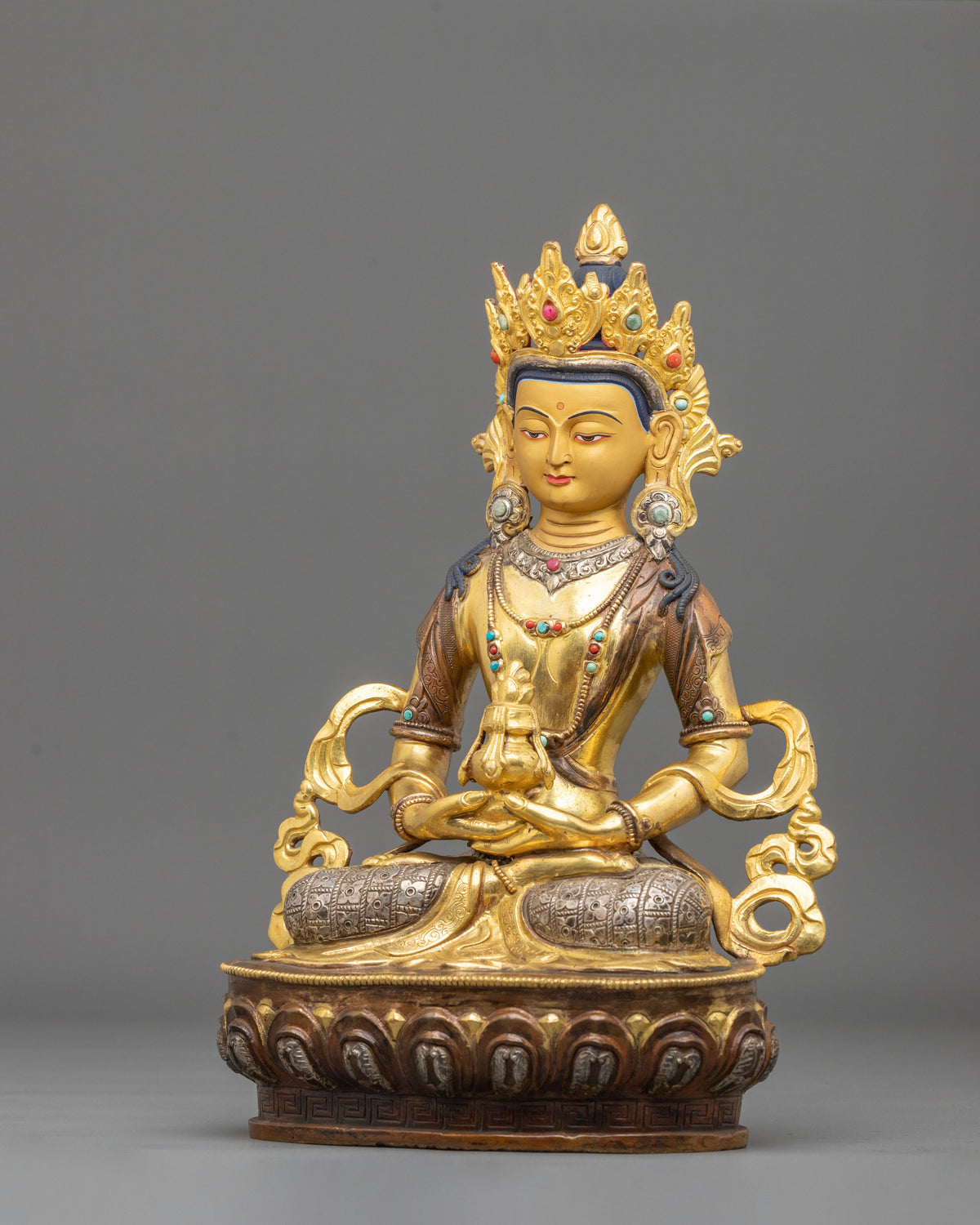 Amitayus Buddha Statue | 24K Gold Gilded Longevity Deity Figurine