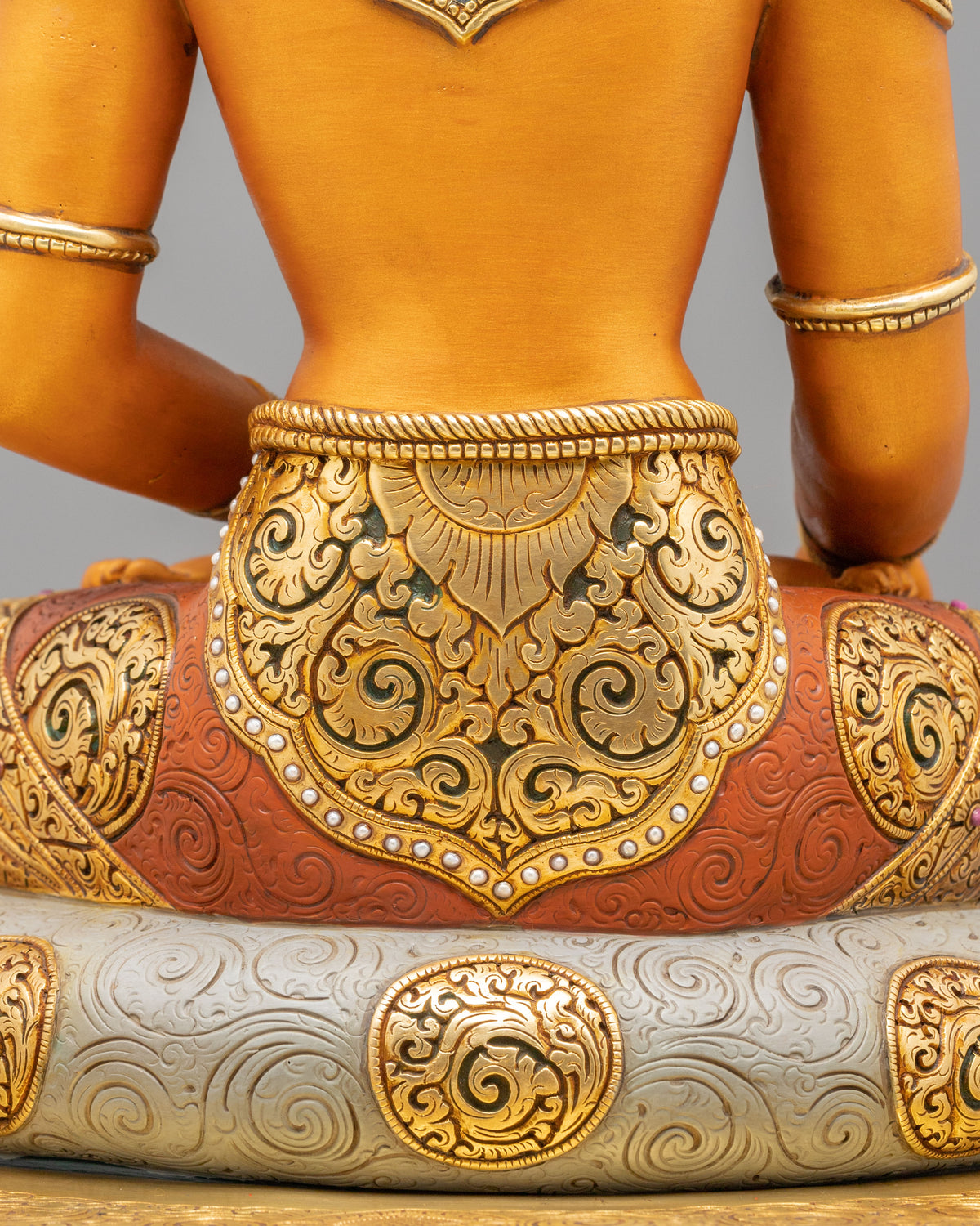 handmade 24k gold glided crown shakyamuni buddha statue