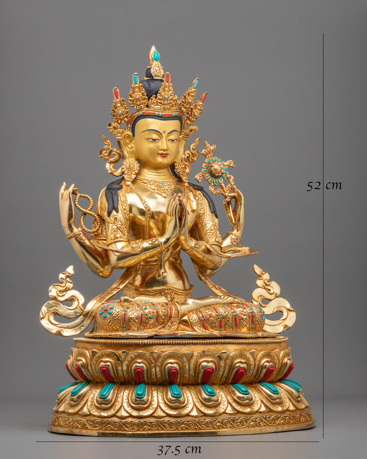 Chenrezig Great Compassion Bodhisattva Statue | 24K Gold Gilded Sculpture