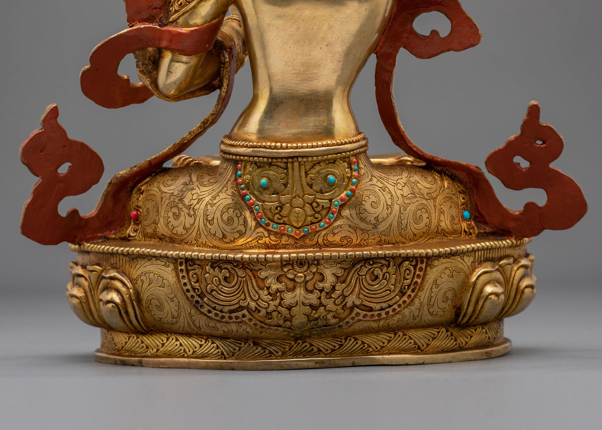 Manjushri Buddhist Golden Handmade Statue | Sacred Meditation Altar