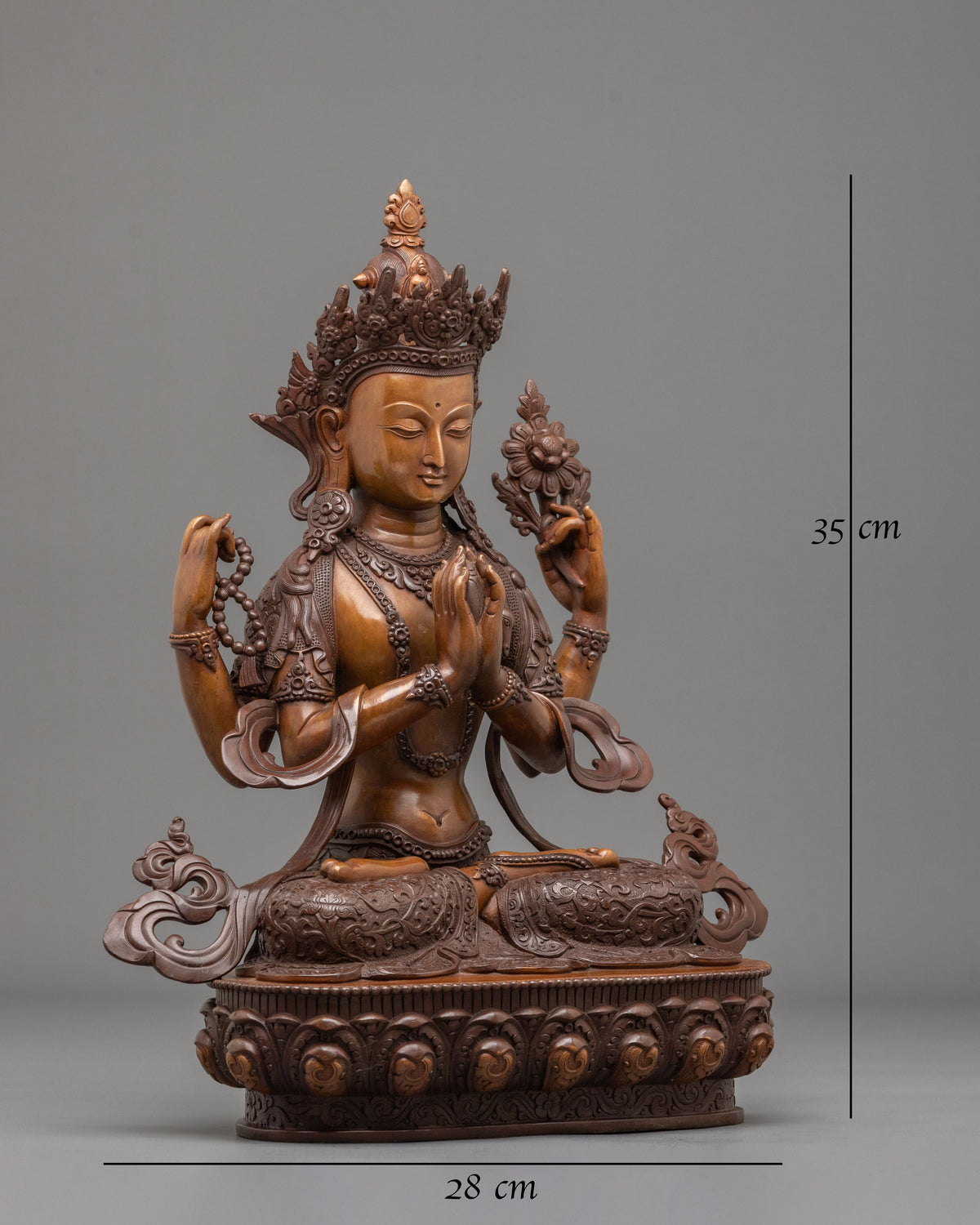 Chenrezig Four Arms Mercy Statue | Buddhist Sculpture of Great Compassion