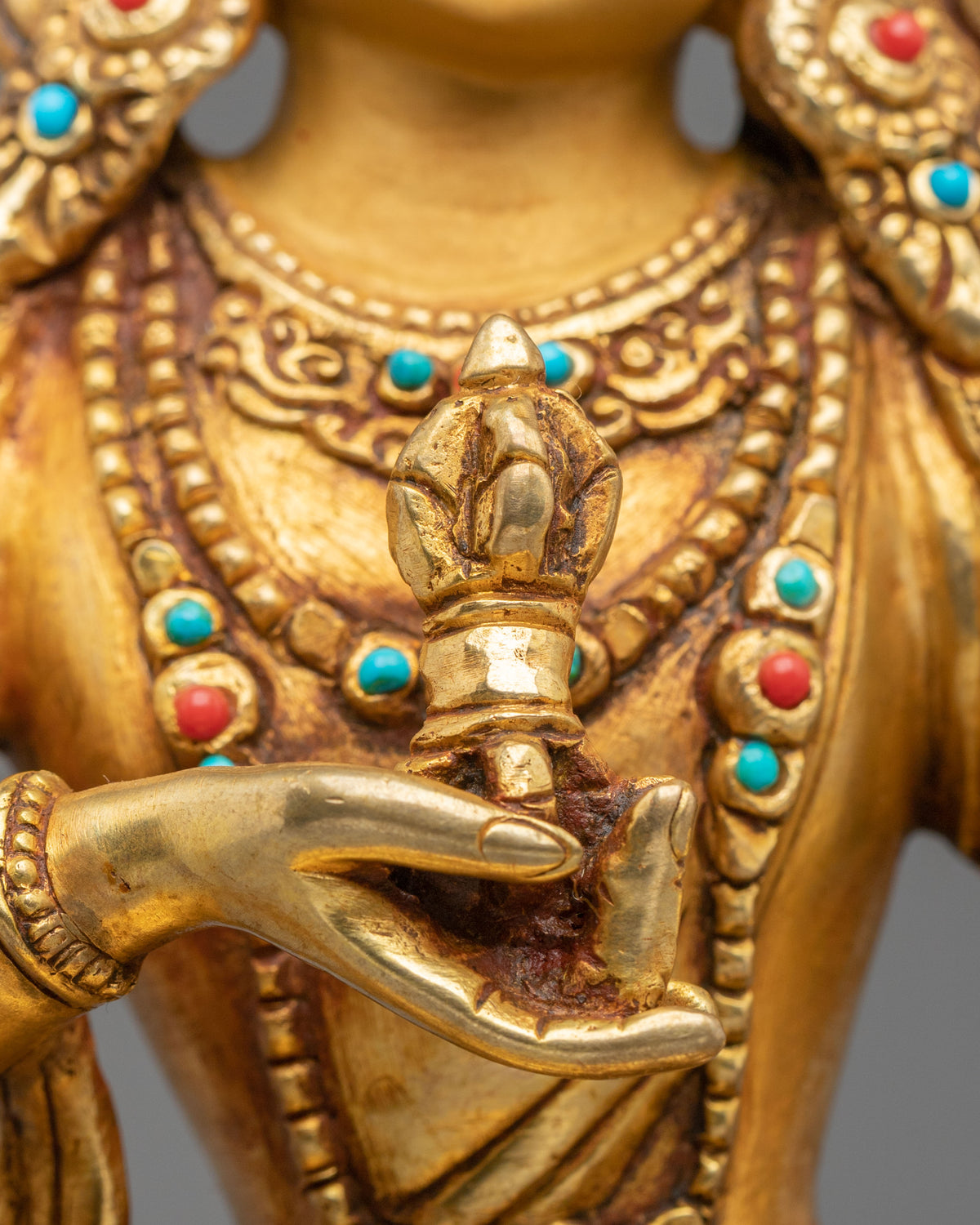 Hand Carved Vajrasattva Copper Sculpture | 24K Gold Gilded Purification Statue