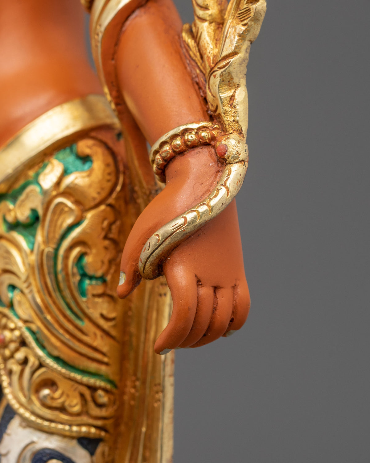 Manjushri Hand Carved Sacred Sculpture with 24K Gold Gilding
