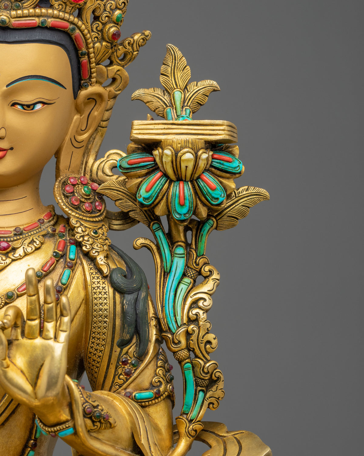 Buddhist Deity Manjushri Sculpture for Altar | Buddhist Artwork for Meditation
