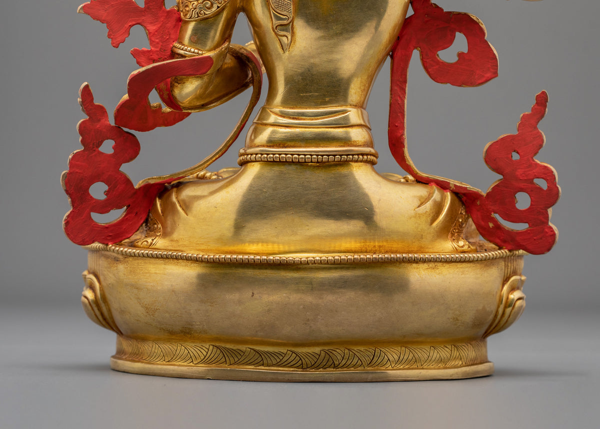Manjushri Buddhist Wisdom Statue | 24K Gold Gilded Sculpture
