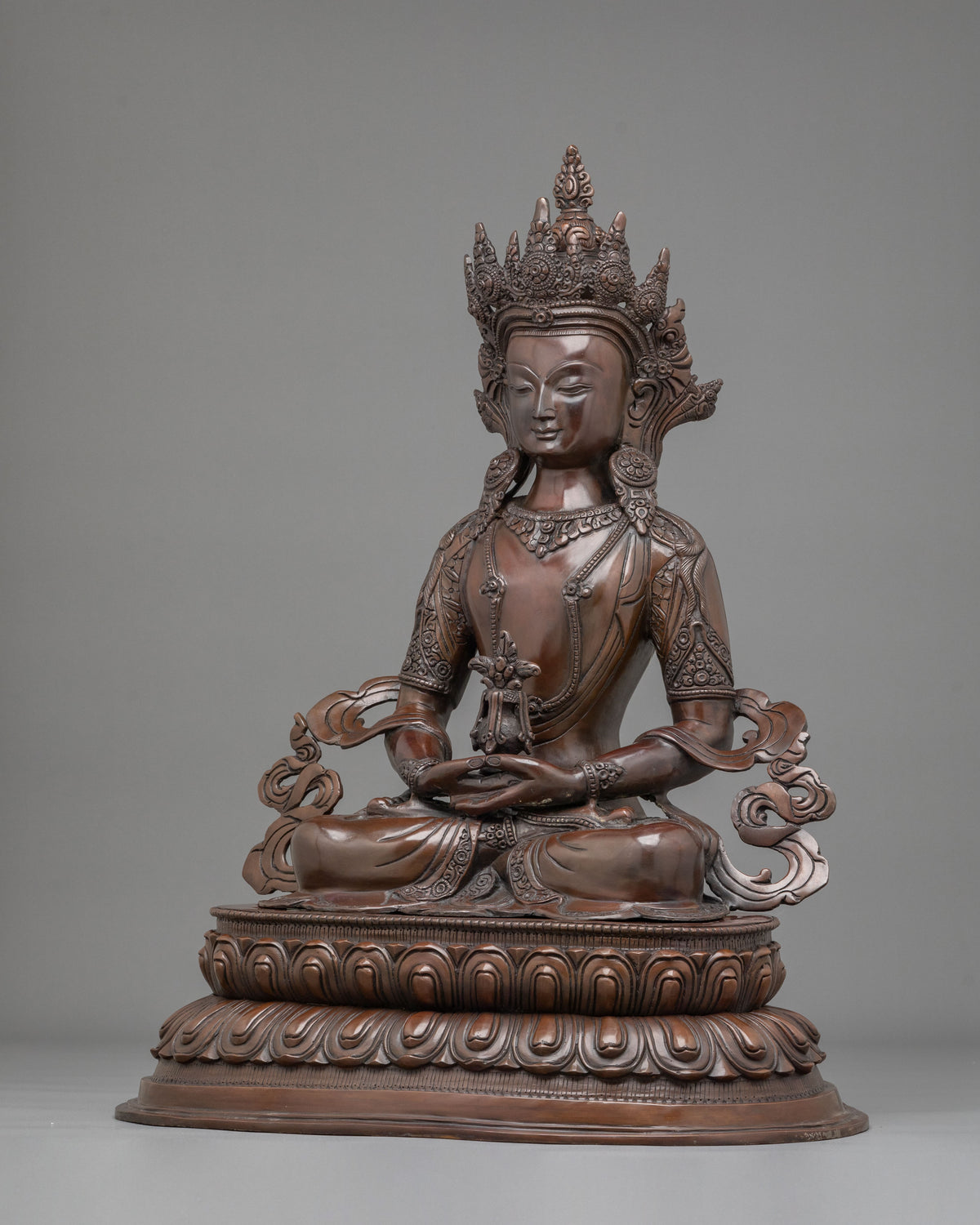 Amitayus Oxidized Copper Statue: Symbol of Longevity and Merit