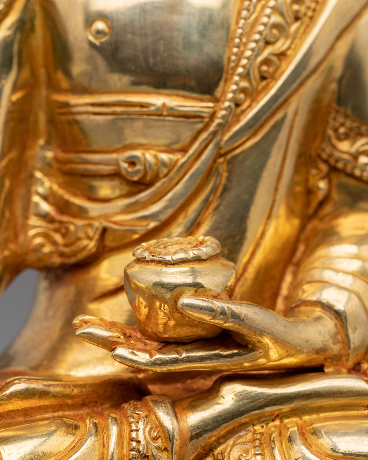24K Gold-Coated Shakyamuni Buddha Copper Sculpture